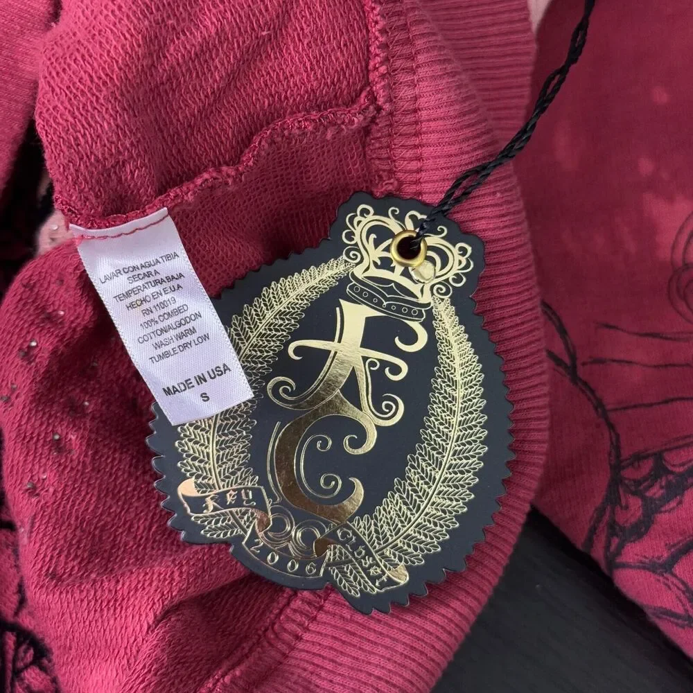 Key Y2K Jacket Womens Small Koi Fish Studded Hoodie Tattoo Art Asian Key Closet - Picture 3 of 12